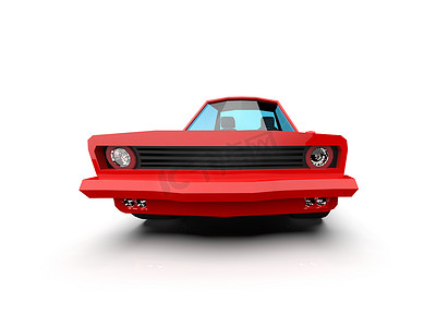 sport摄影照片_白色背景上的简单多边形红色 Race Sport Coupe 汽车图标