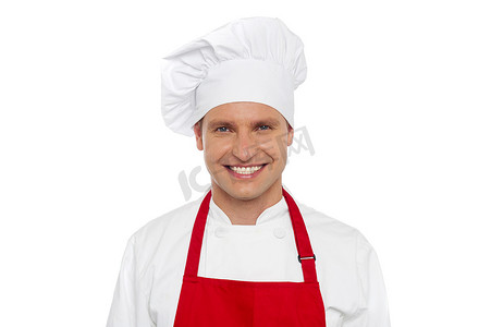 微笑的男厨师半身画像