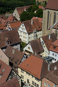 村路摄影照片_Rothenburg ob der Tauber 村的房屋