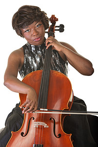 大提琴摄影照片_拉大提琴的女人