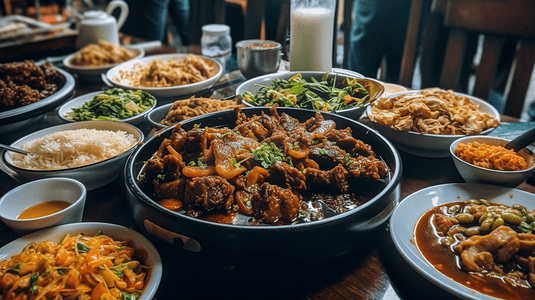 美食餐厅摄影照片_美食聚餐一桌菜