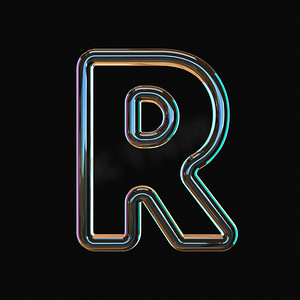 生动的彩色玻璃字体 Letter R 3D