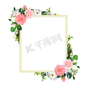 花卉方形花环框架模板（带复制空间）