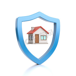保护房子的蓝色轮廓盾牌形状