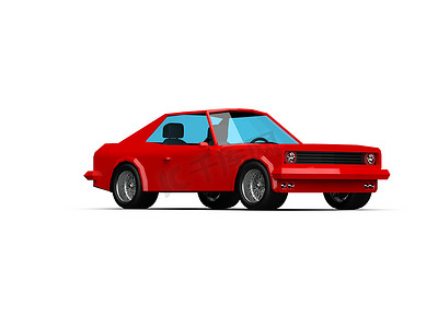 sport摄影照片_白色背景上的简单多边形红色 Race Sport Coupe 汽车图标