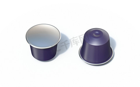 胶囊紫色摄影照片_空白紫色咖啡胶囊 3D