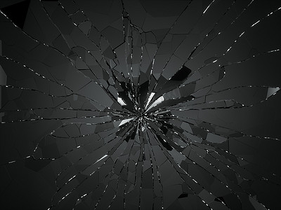 玻璃弹孔摄影照片_弹孔和碎片或碎玻璃