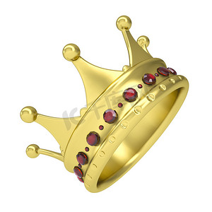 用红宝石装饰的金冠