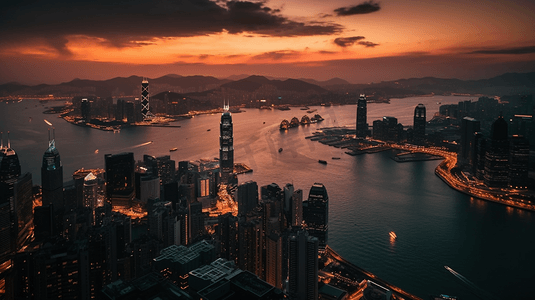 香港维多利亚港夜晚