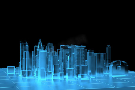 城市蓝 xray 透明渲染