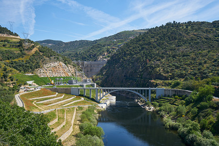 Foz Tua 水坝水坝景观自然在葡萄牙