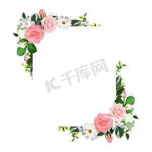 花卉方形花环框架模板（带复制空间）