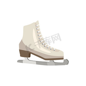 白色花样滑冰鞋图标，卡通风格