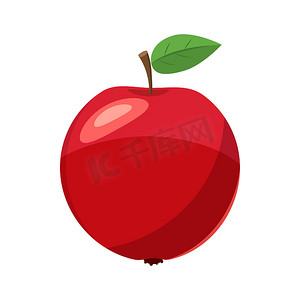 卡通苹果红色摄影照片_新鲜的红苹果图标，卡通风格