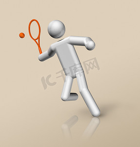 运动会图标摄影照片_网球 3D 图标，奥林匹克运动会