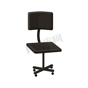 黑色办公椅图标，卡通风格