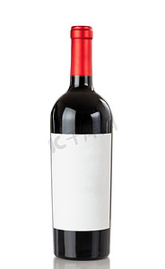 解百纳摄影照片_孤立在白色背景上的整瓶红酒