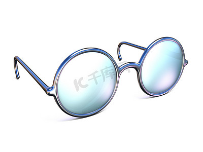 复古银色眼镜侧视图 3D
