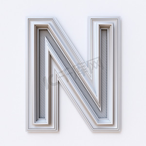 白色相框字体 Letter N 3D