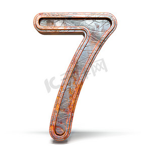 生锈的金属字体 7 号七 3D