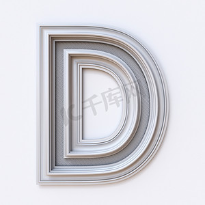 装饰字体摄影照片_白色相框字体 Letter D 3D