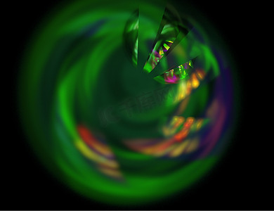 黑色抽象绿色漩涡