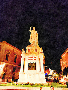 意大利撒丁岛奥里斯塔诺镇广场之一的雕像。