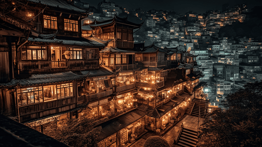 黑金色调重庆夜景