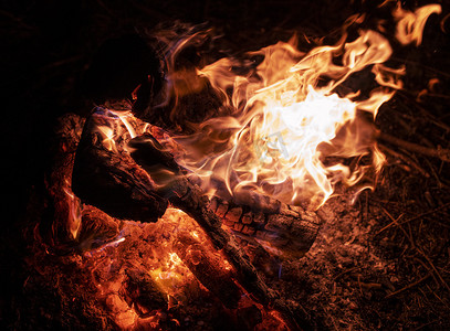 flame摄影照片_熊熊燃烧的火焰 flame mbers Burning Woods Outdoor