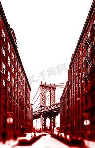 曼哈顿摄影照片_美国纽约曼哈顿大桥