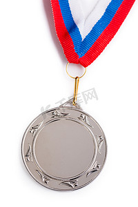 中队荣誉摄影照片_带三色丝带的金属奖牌