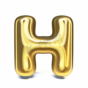 周年纪念字体摄影照片_金色字体字母 H 3d