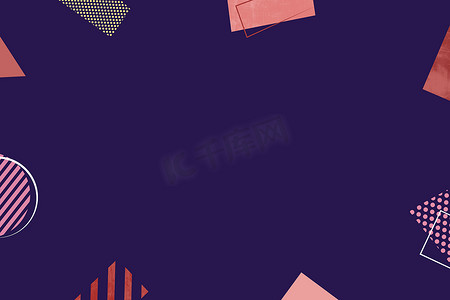抽象的极简主义几何形状和深紫色背景中的线条，带有文本空间。
