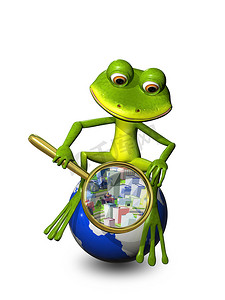 跳的青蛙摄影照片_地球上的青蛙用放大镜