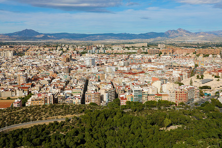 阿那亚图书馆摄影照片_西班牙阿利坎特美丽的城市景观