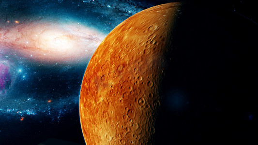 深空摄影照片_从深空 3D 渲染中逼真的美丽行星水星