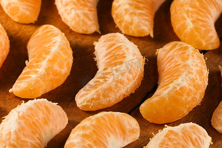 Satsuma Mandarin Tangerine 水果楔形布局摘要（Citrus unshiu）