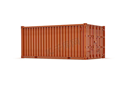 白色背景下用于物流和运输的 20 英尺货运集装箱