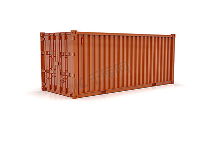 白色背景下用于物流和运输的 20 英尺货运集装箱