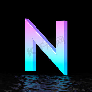 青色洋红色字体 Letter N 3D