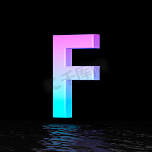 青色洋红色字体 Letter F 3D