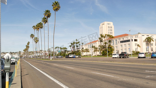 美国加利福尼亚州圣地亚哥 — 2020年1月30日：市中心的县市政中心。