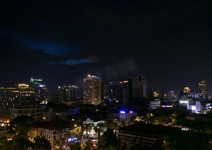 柬埔寨市中心金边市中心的天际线夜景
