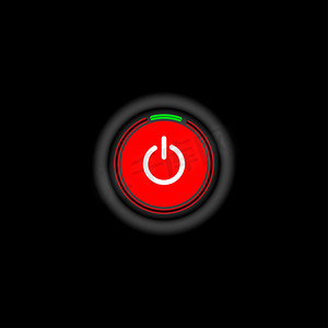 On Off Push 式电源红色，绿色霓虹灯按钮，On Off 按钮包含在黑色背景中的红色图标中，