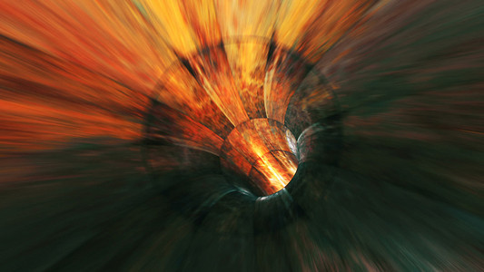 立体科学摄影照片_背景与梦幻般的灯光在科幻隧道中飞行。 