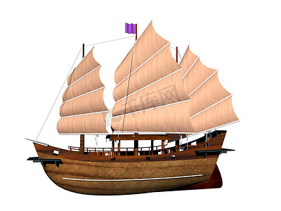 海上贸易的古董帆船