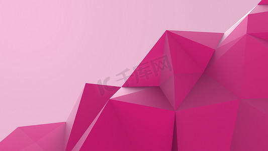 粉色多边形摄影照片_粉红色的抽象现代水晶背景。