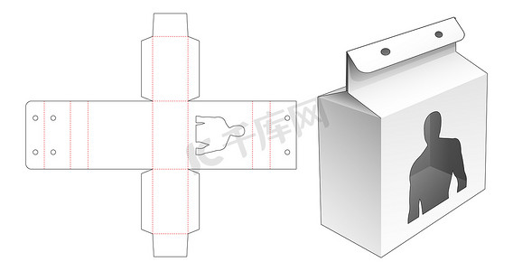 具有人形窗和绳孔模切模板的纸板包装