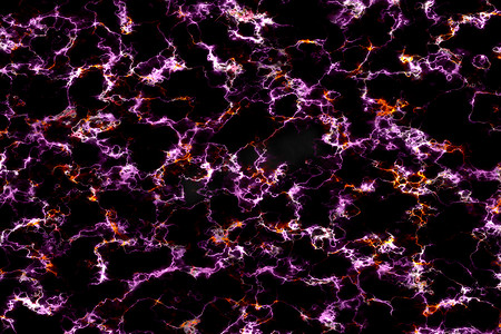 深色大理石上的紫雷电辉光矿物线纹理
