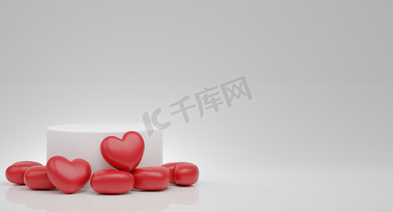 红心3摄影照片_情人节概念与平台，红心气球。